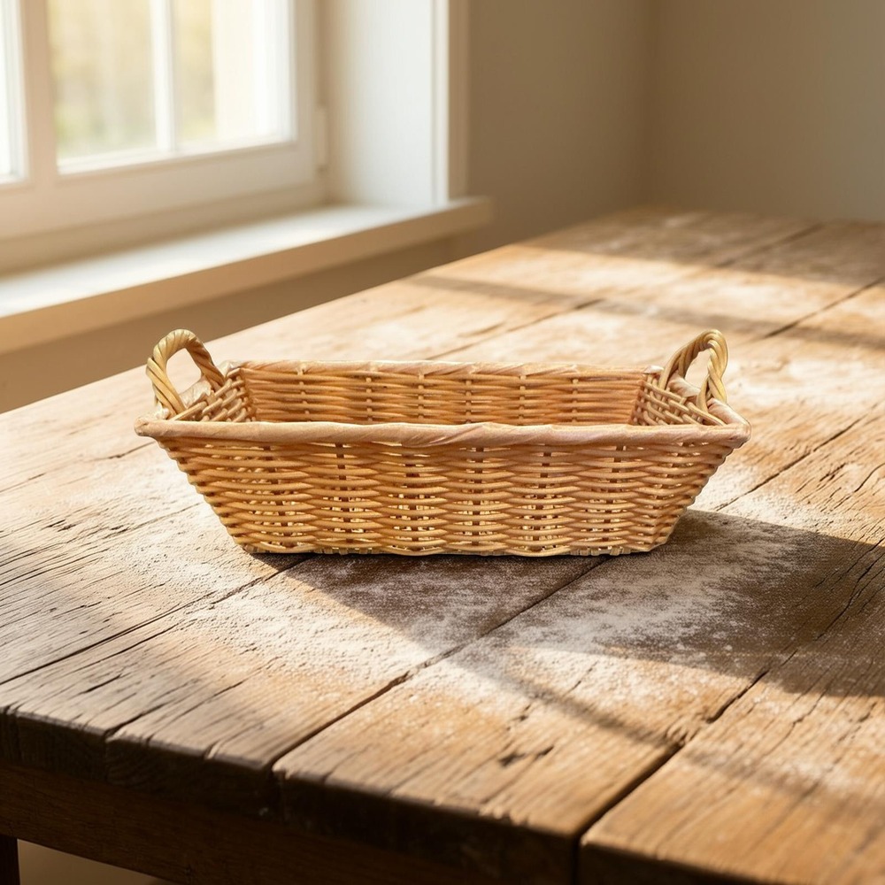Natural Wicker Rectangular Storage Basket with Handles Honey Brown 11 x 8 x‎ 3